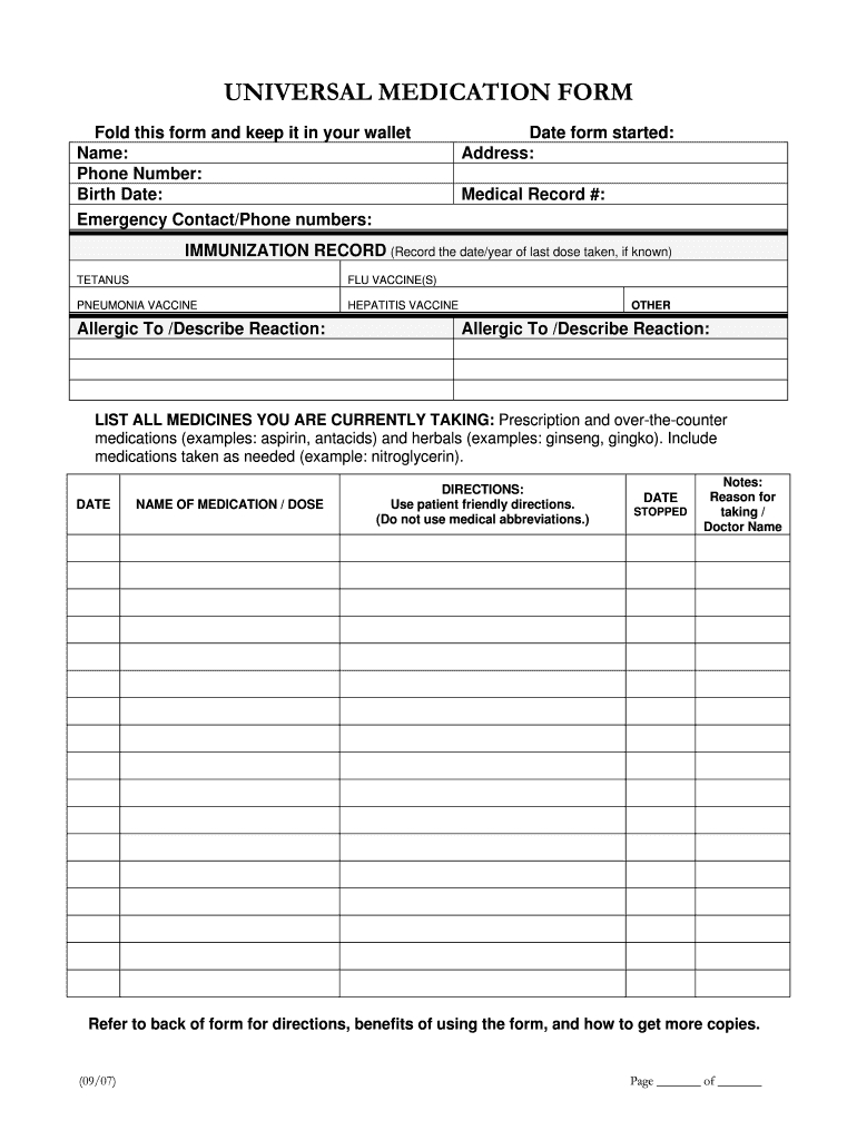 Printable Medication Form – Fill Online, Printable, Fillable Pertaining To Blank Medication List Templates