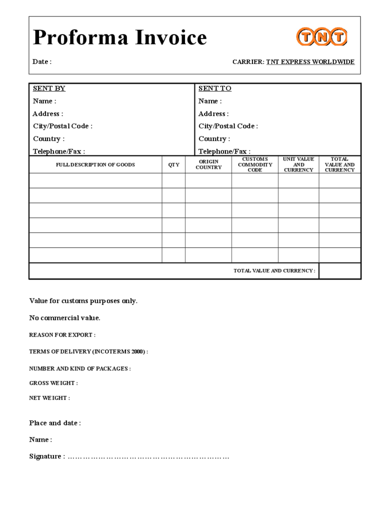 Pro Forma Invoice Template – 4 Free Templates In Pdf, Word Pertaining To Free Proforma Invoice Template Word