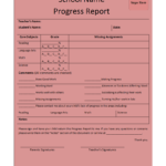 Progress Report Template For Student Grade Report Template