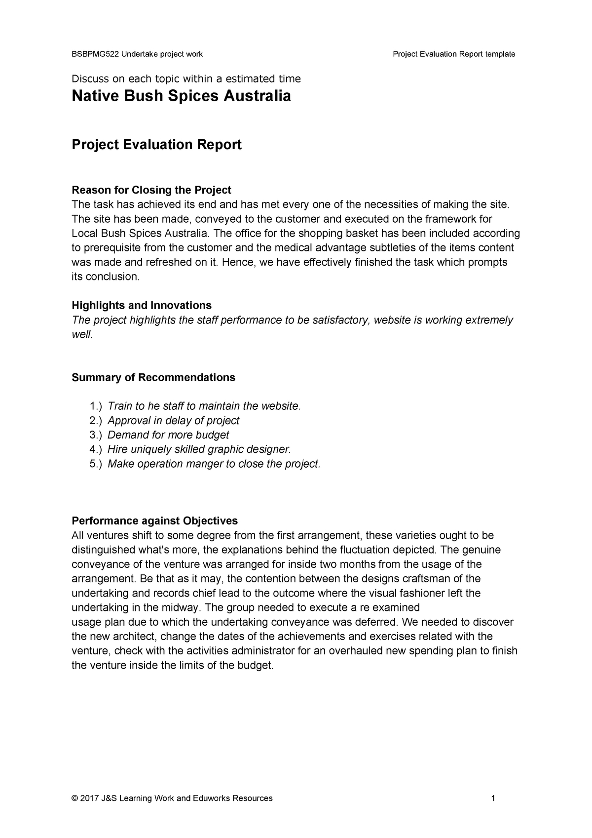 Project Evaluation Report Template V1.0 – 200392 – Uws – Studocu Throughout Website Evaluation Report Template