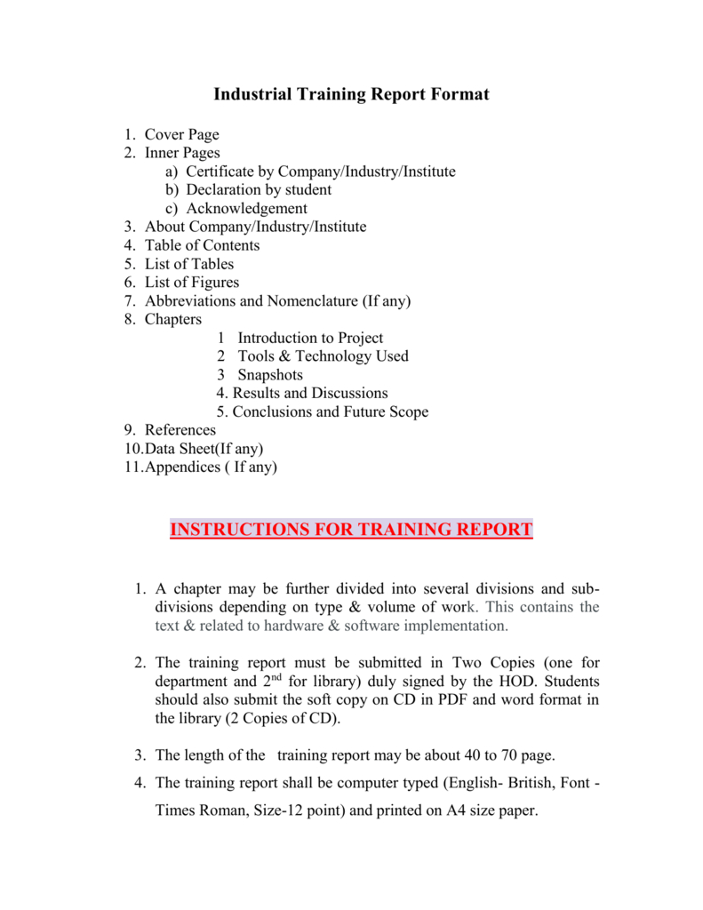 Project Report – Rimt With Regard To Training Report Template Format