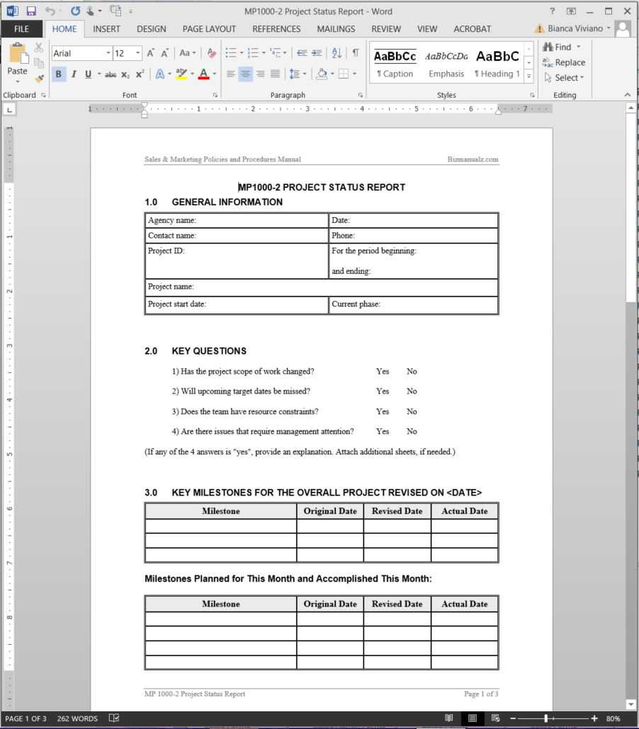 Project Status Report Template | Mp1000 2 For Project Manager Status Report Template