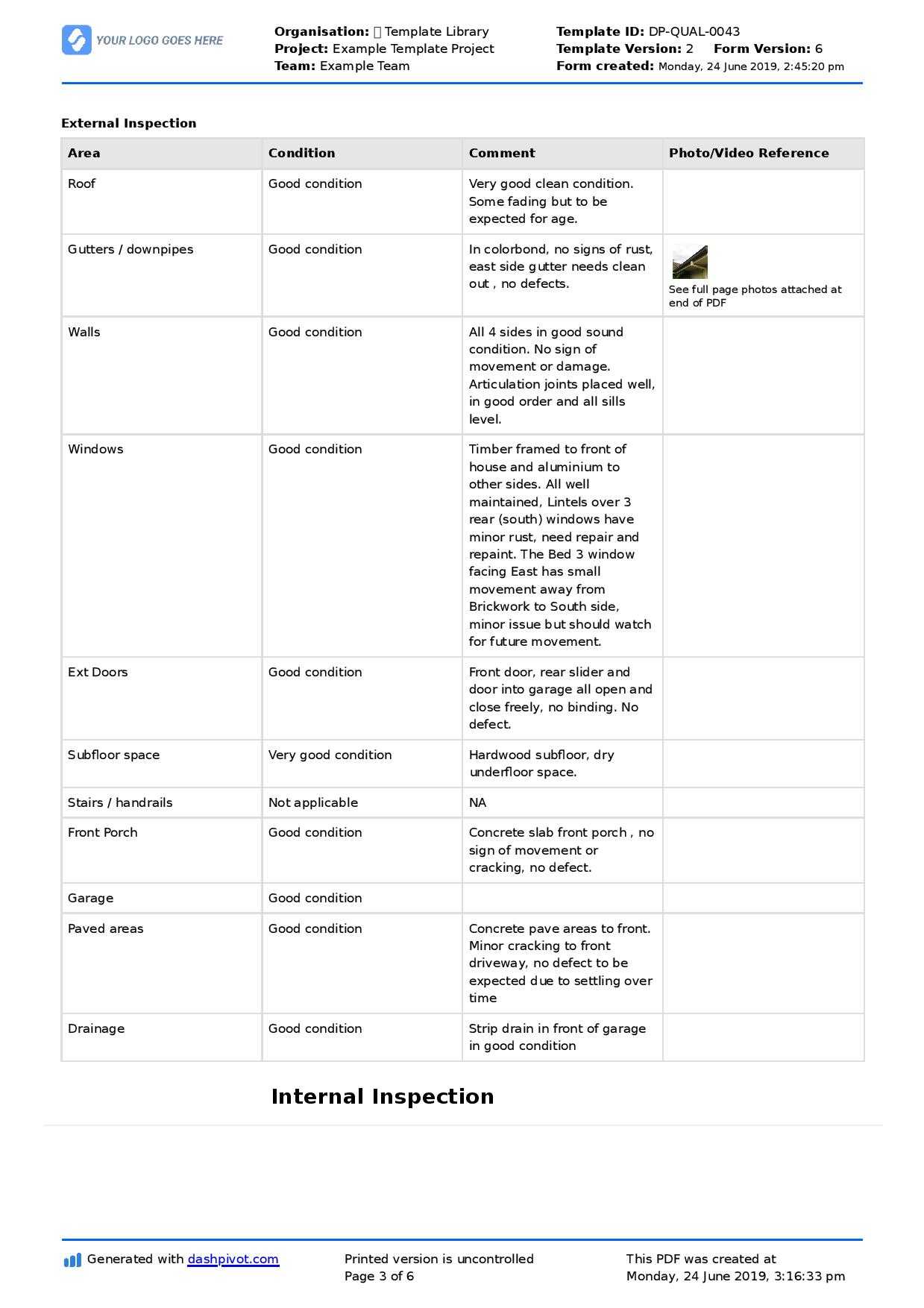 Property Inspection Report Template (Free And Customisable) With Regard To Commercial Property Inspection Report Template