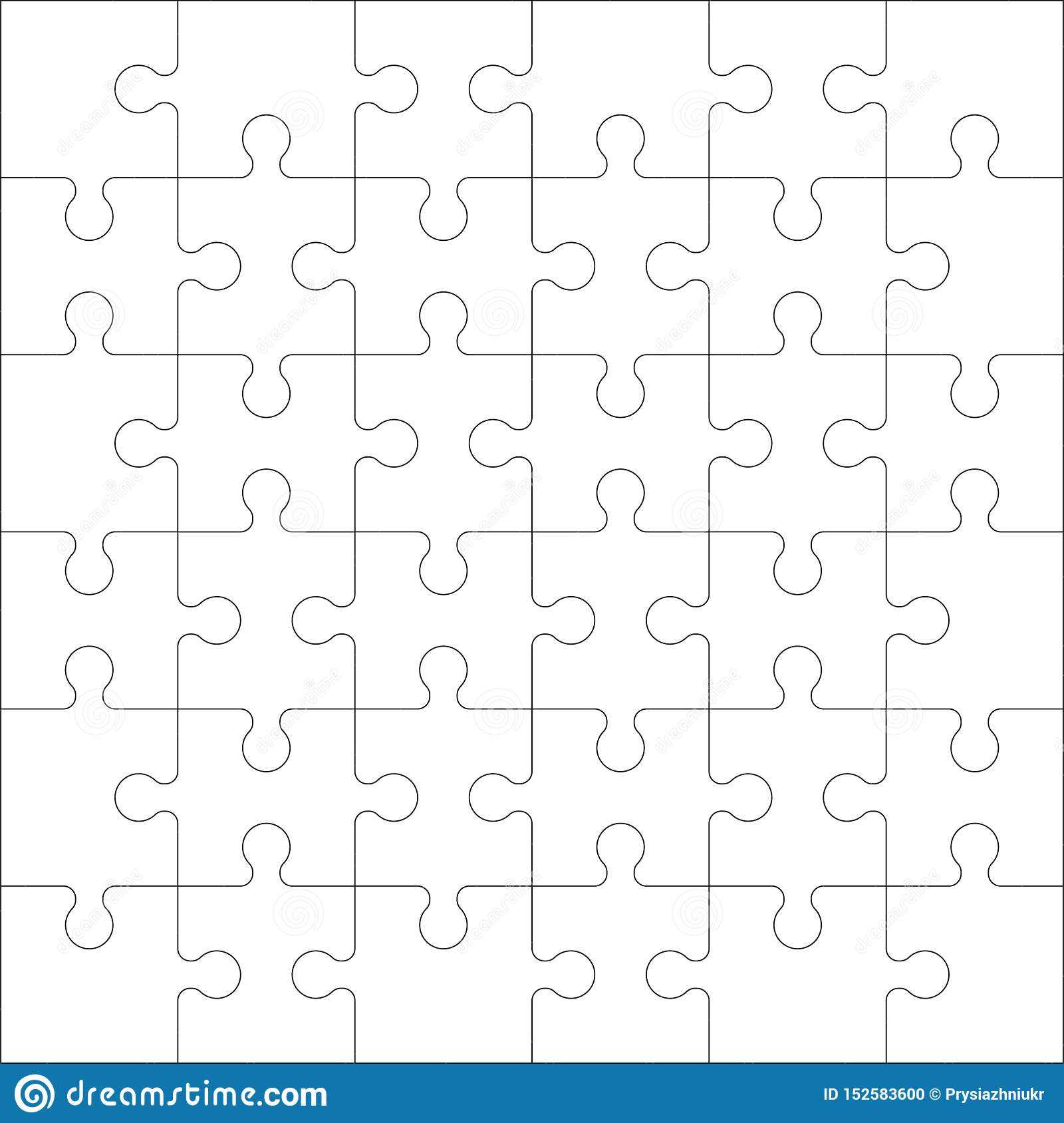 Puzzles Blank Template With Square Grid. Jigsaw Puzzle 6X6 Pertaining To Blank Jigsaw Piece Template