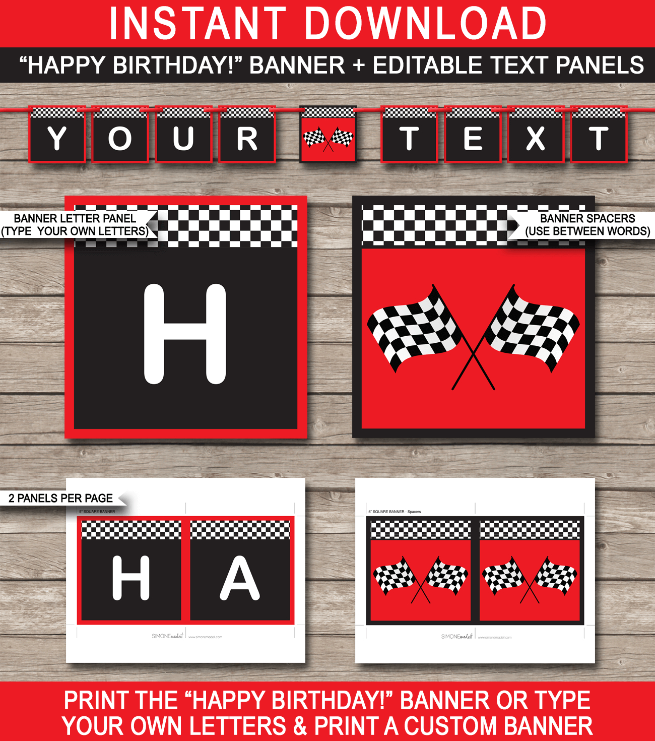 Race Car Party Banner Template – Red With Regard To Cars Birthday Banner Template