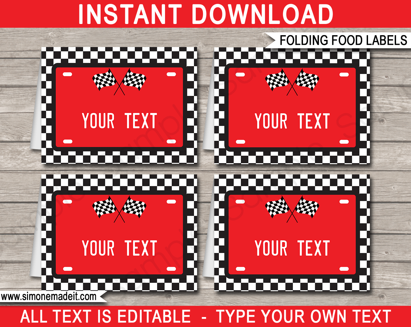 Race Car Party Food Labels Template – Red For Cars Birthday Banner Template