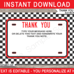 Race Car Party Thank You Cards Template – Red Regarding Cars Birthday Banner Template