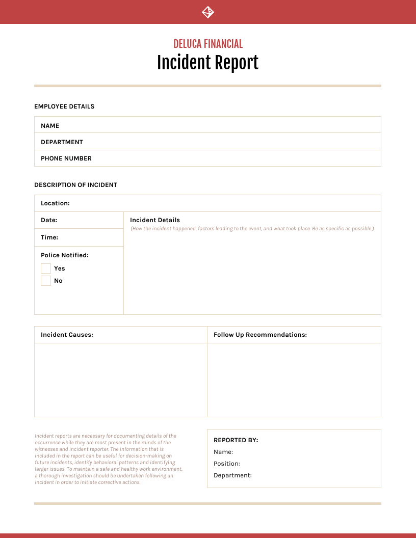 Red Incident Report Template Inside What Is A Report Template