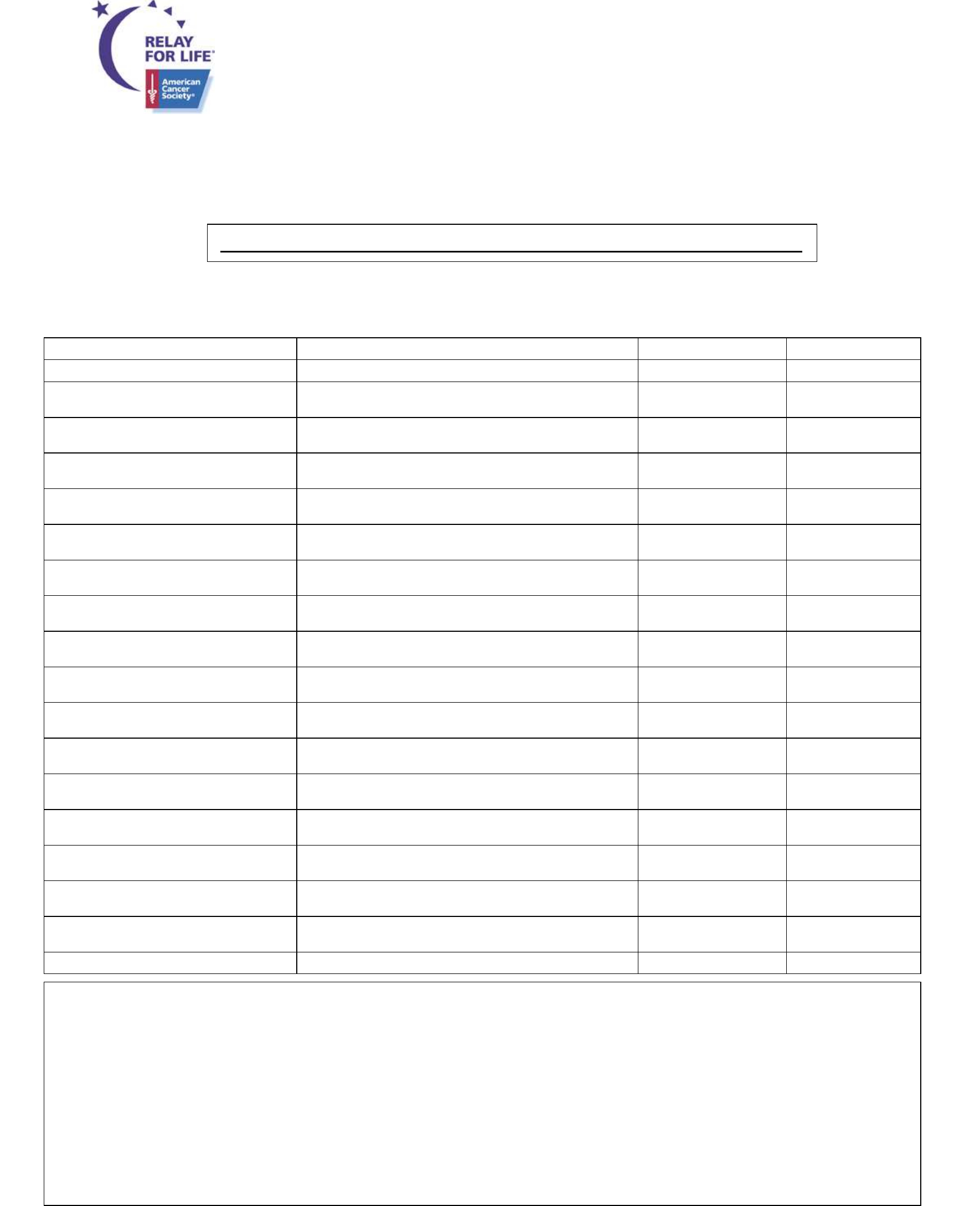 Relay For Life Donation Form – America Free Download Intended For Blank Sponsor Form Template Free