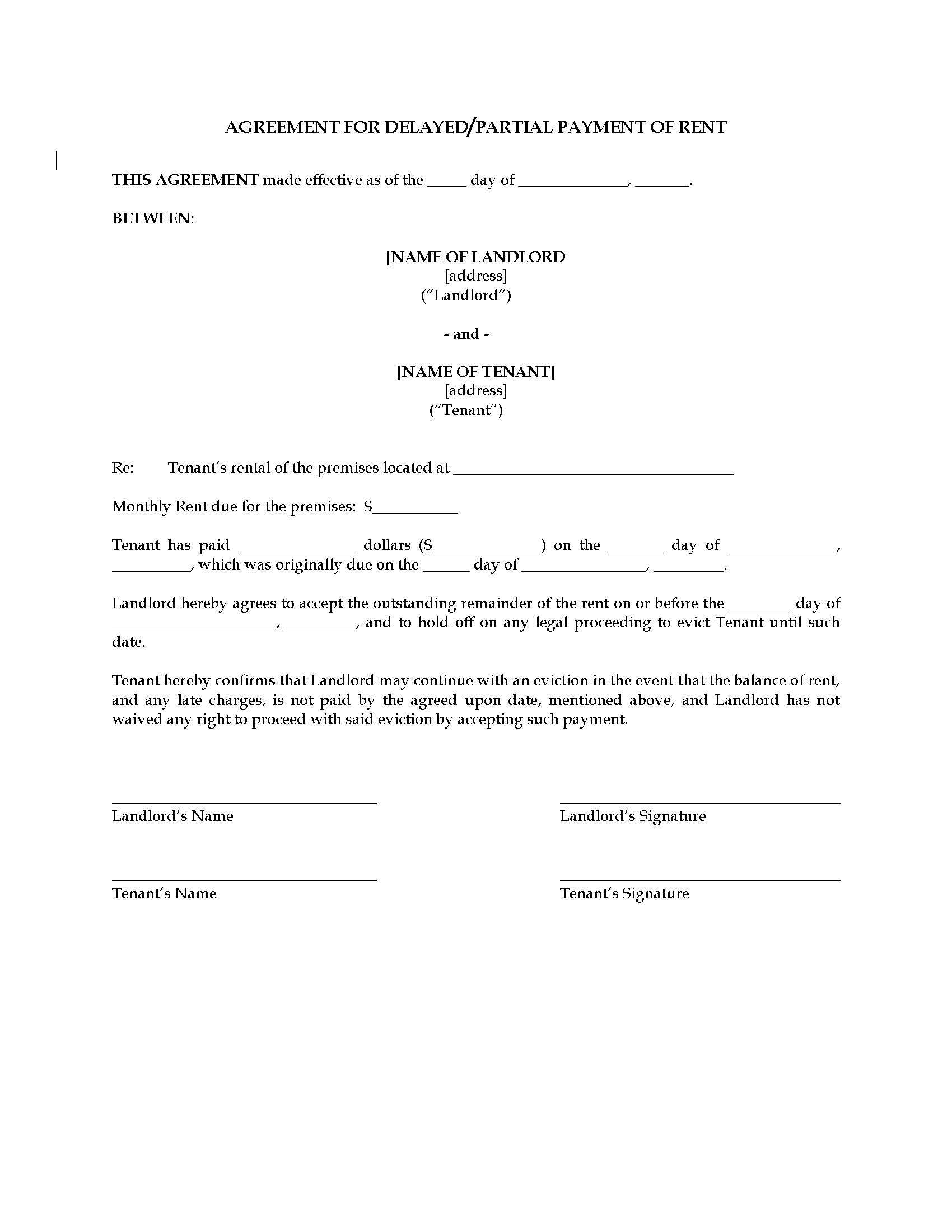 Rent Payment Agreement Template – Calep.midnightpig.co Regarding Blank Legal Document Template
