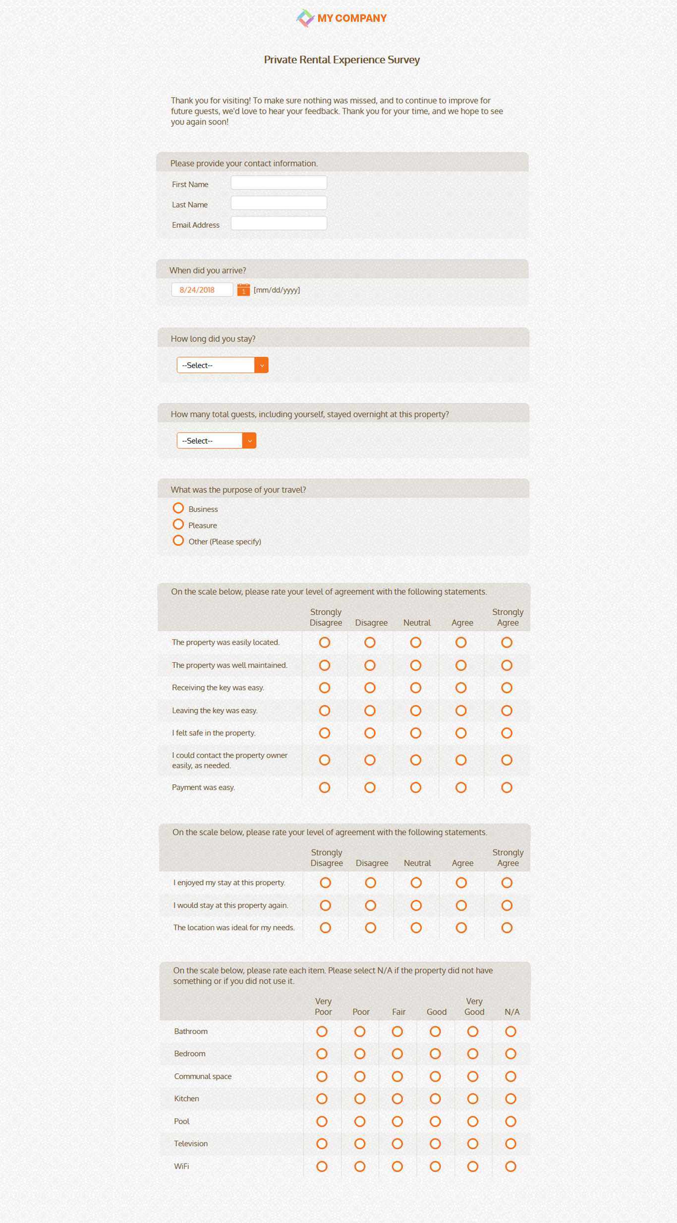 Rental Experience Survey Template [12 Questions] | Sogosurvey With Poll Template For Word