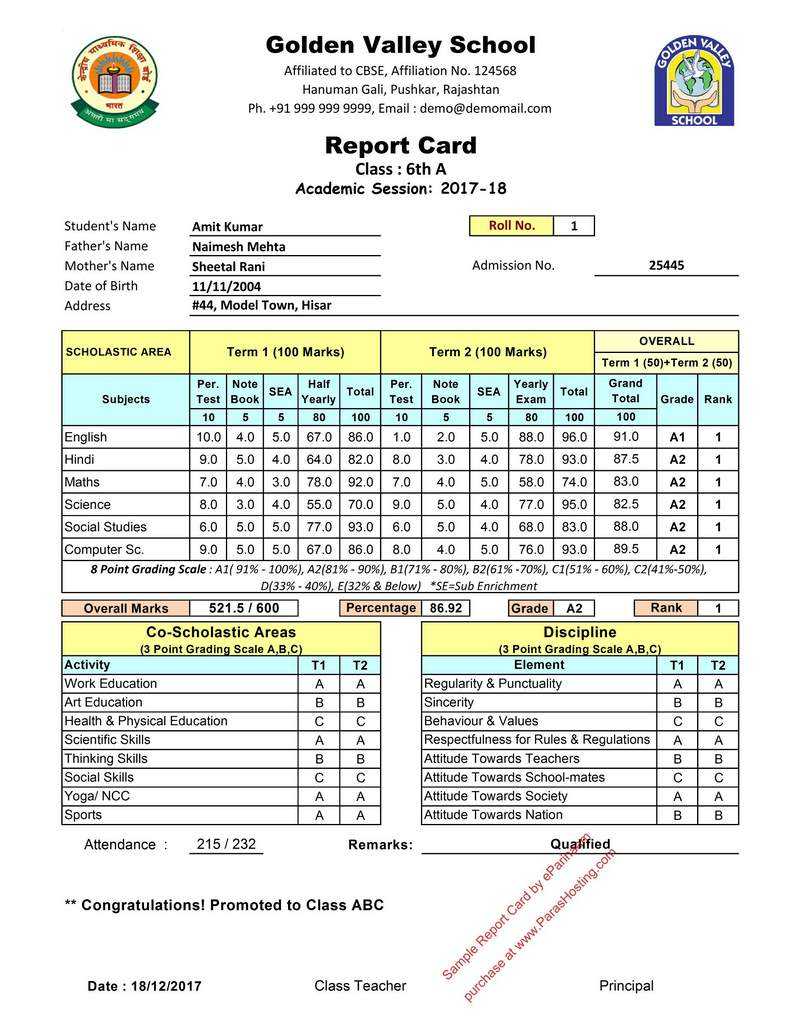 Report Card Sample – Calep.midnightpig.co In High School Student Report Card Template