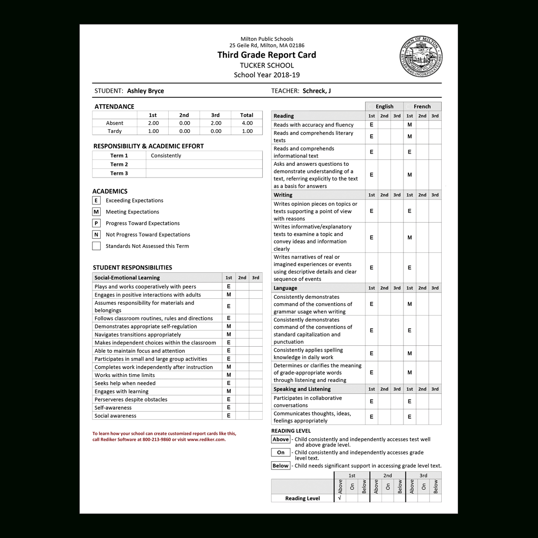 Report Card Software - Grade Management | Rediker Software For Summer School Progress Report Template