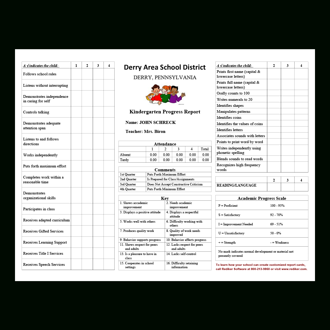 Report Card Software – Grade Management | Rediker Software Throughout Summer School Progress Report Template