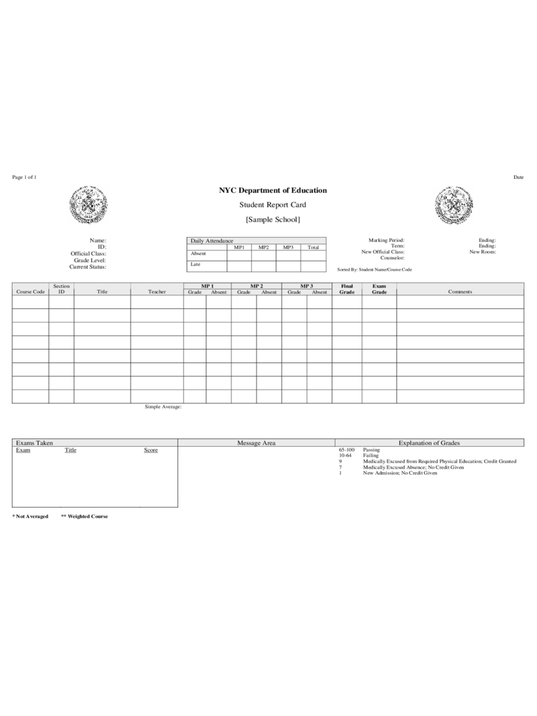 Report Card Template – 3 Free Templates In Pdf, Word, Excel For Report Card Template Pdf