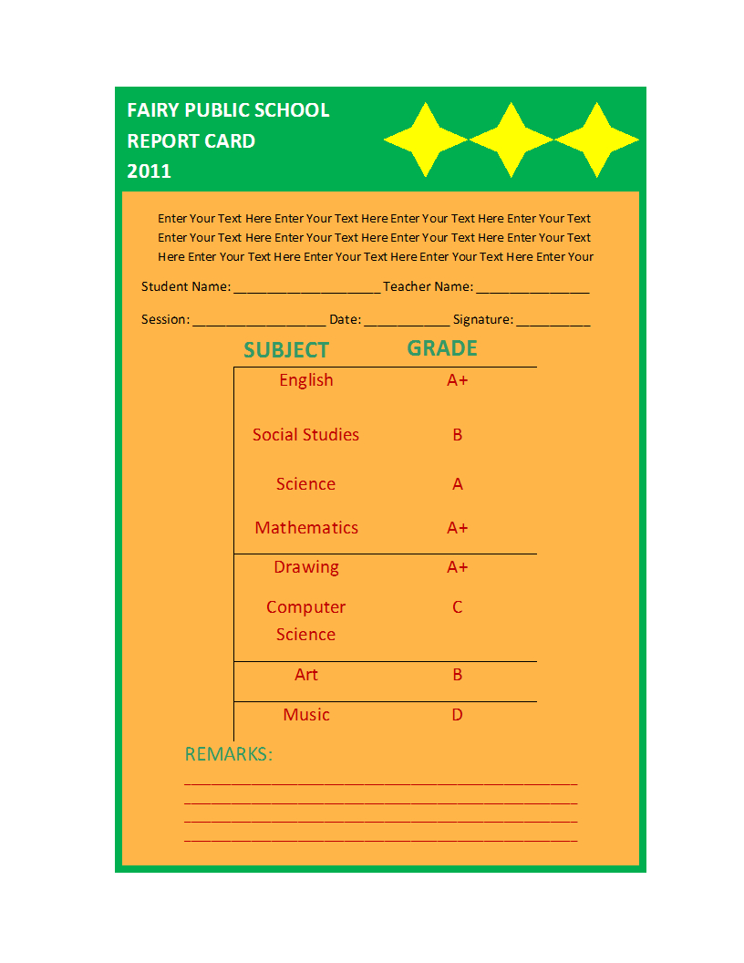 Report Card Template Intended For Report Card Format Template