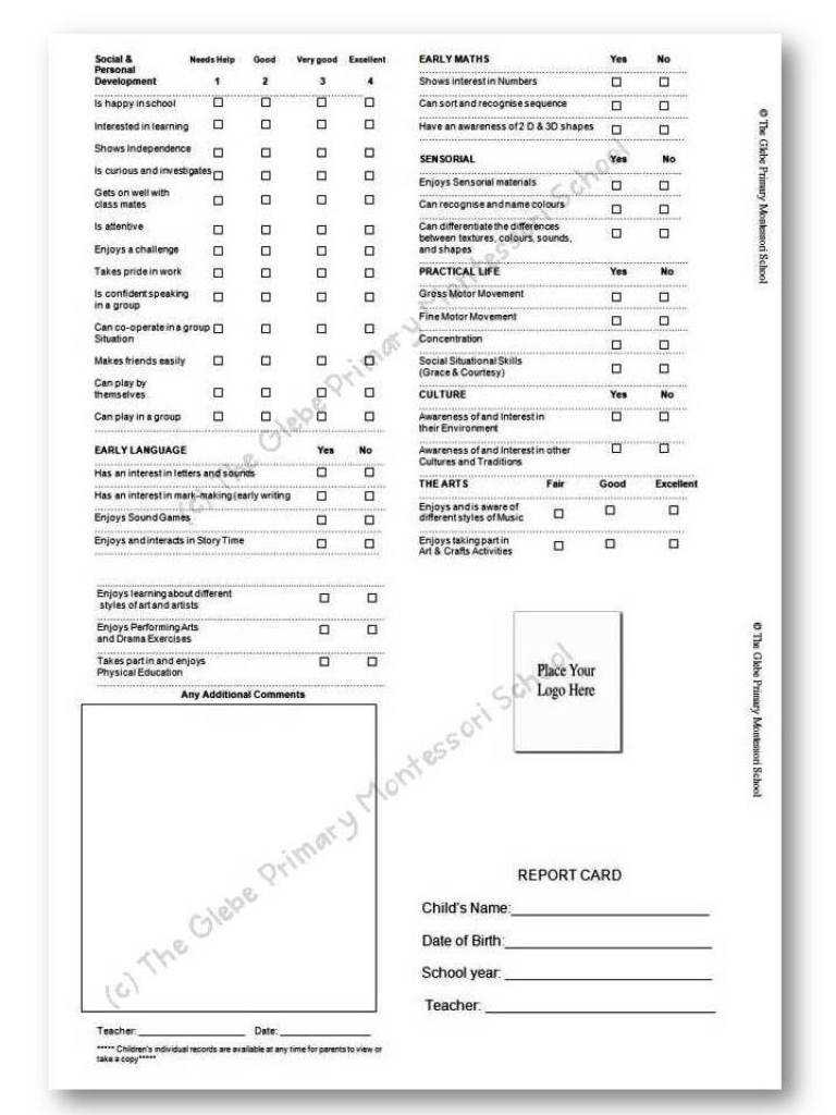 Report Card Templates « Montessori Alliance For Report Card Template Pdf