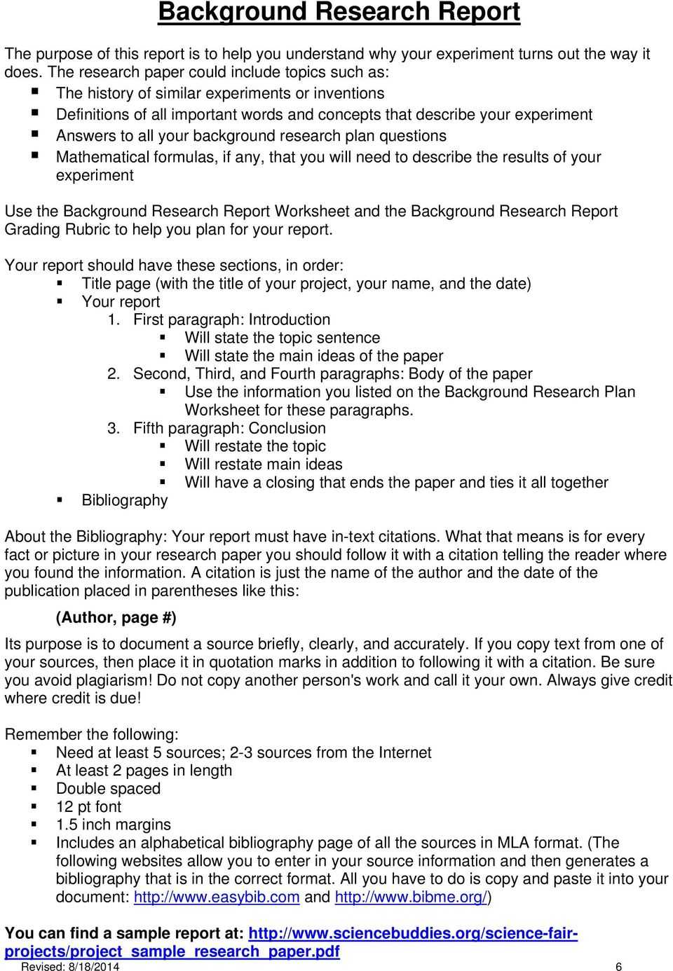 Research Paper Science Fair Project Template Introduction Throughout Research Report Sample Template