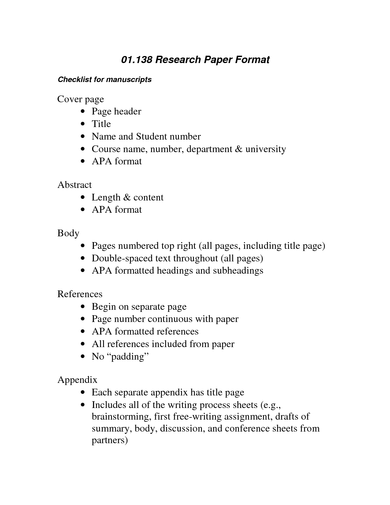 Research Paper Template Apa Format Check List Scope Of Work Regarding Apa Research Paper Template Word 2010