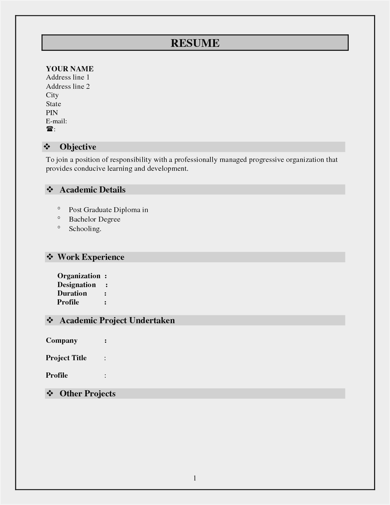 Resume Blank Format Free Download – Resume : Resume Sample #2712 For Free Blank Cv Template Download