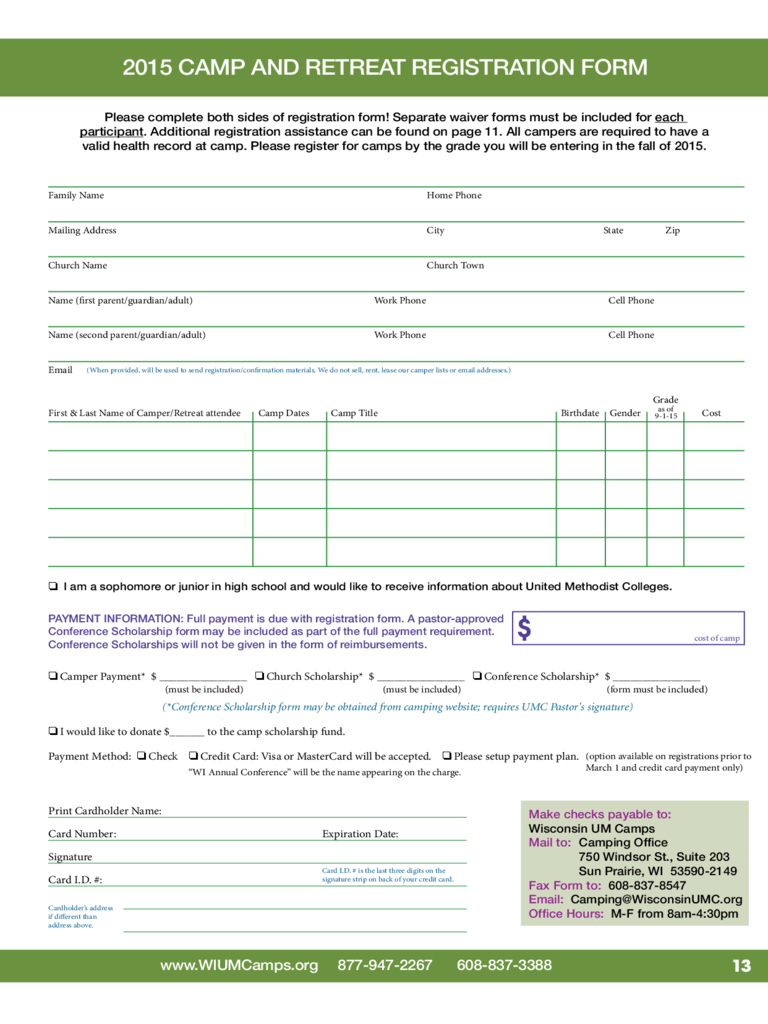 Retreat Registration Form – 2 Free Templates In Pdf, Word Intended For Camp Registration Form Template Word