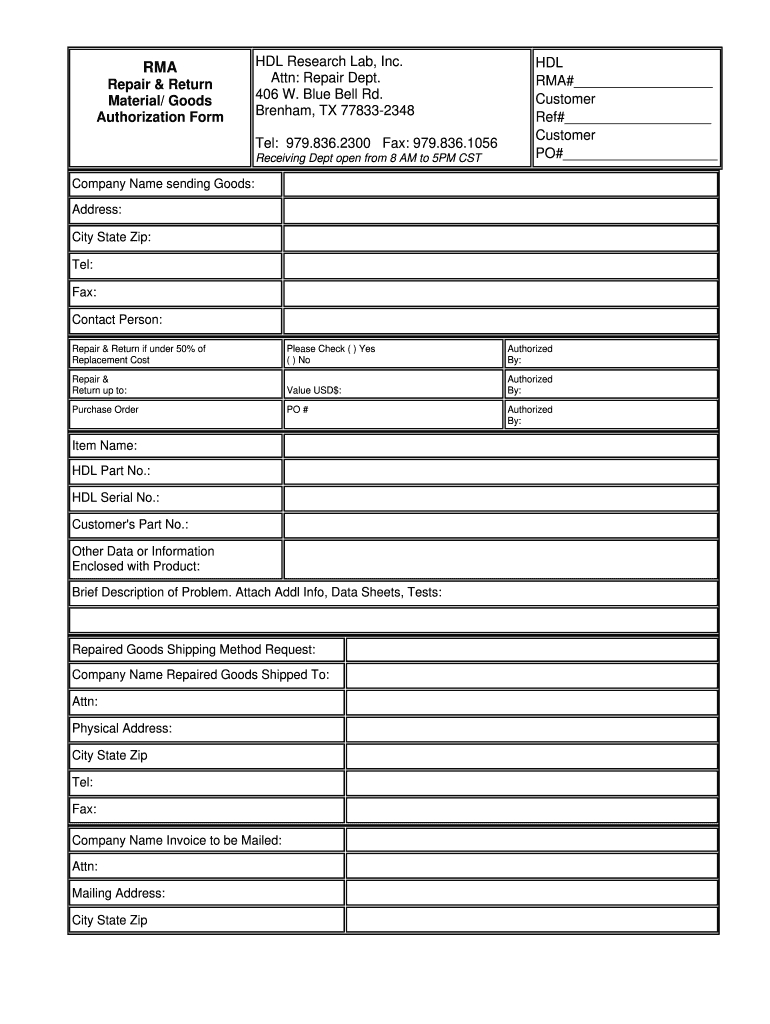 Rma Form Template – Fill Out And Sign Printable Pdf Template | Signnow Throughout Rma Report Template