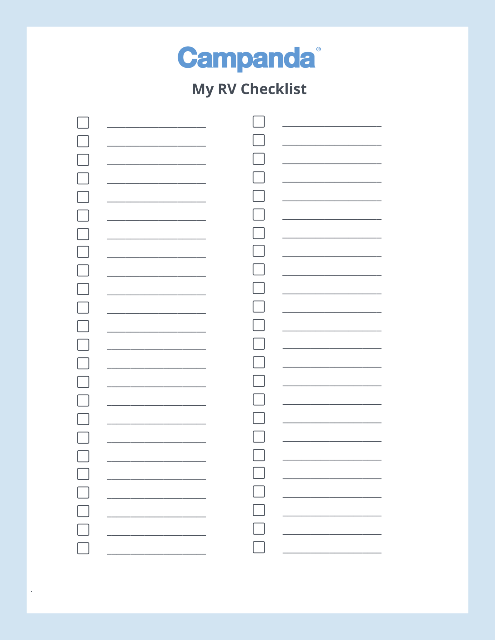 rv checklists 6 printable packing lists campanda