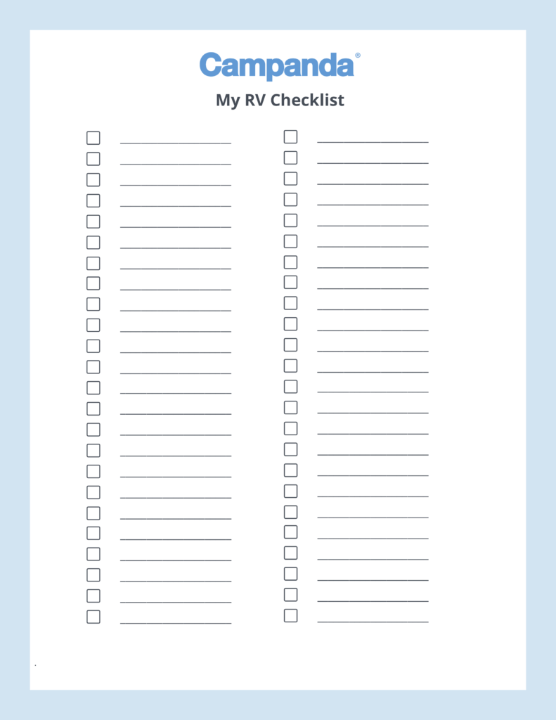 rv checklists 6 printable packing lists campanda throughout blank