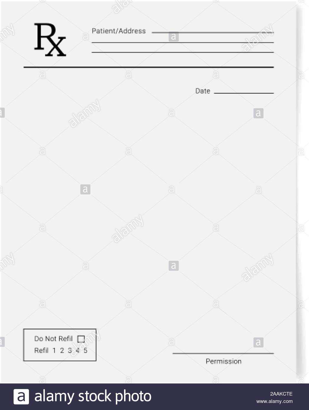 Rx Pad Template. Medical Regular Prescription Form Stock For Blank Prescription Pad Template