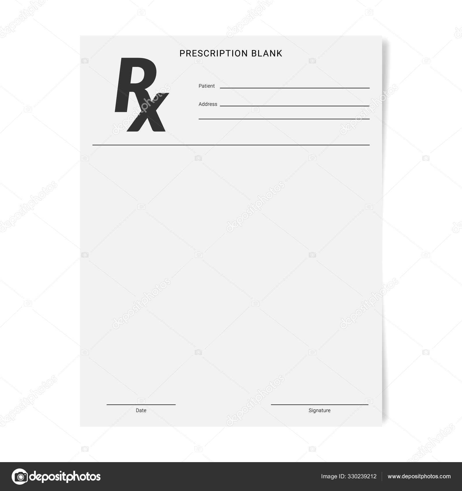 Rx Pad Template. Medical Regular Prescription Form. — Stock Intended For Blank Prescription Pad Template