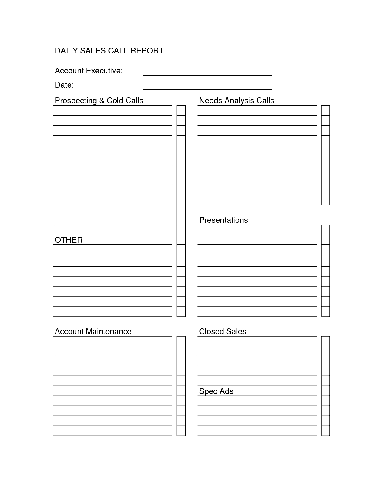 Sales Call Report Templates - Word Excel Fomats In Sales Call Report Template Free