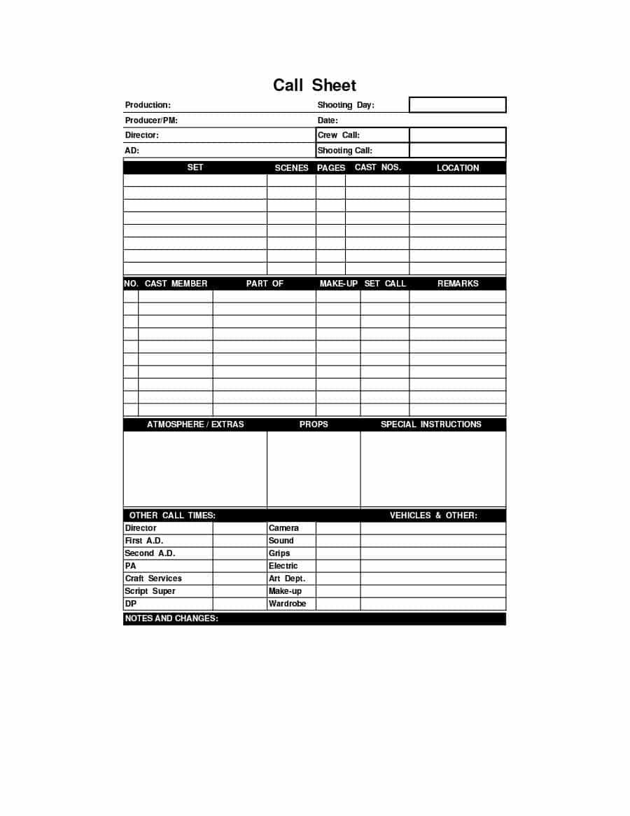 Sales Call Sheets – Calep.midnightpig.co With Blank Call Sheet Template