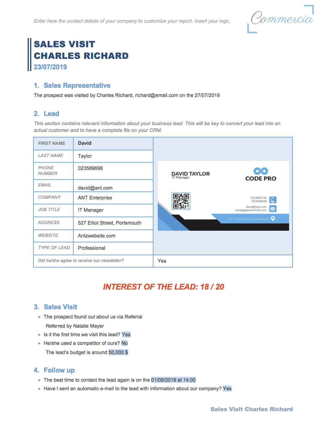 Sales Visit Reports Using Iphone, Ipad, Android Or Windows Throughout Customer Visit Report Format Templates