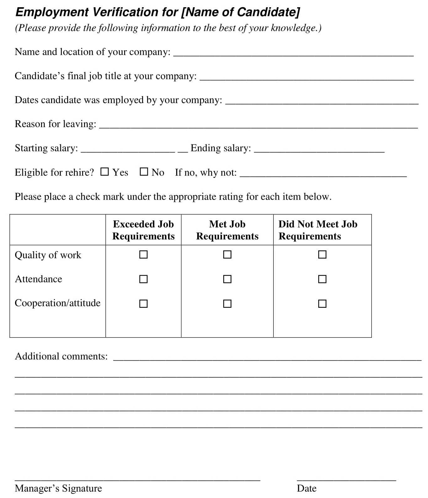 Sample Blank Employment Verification Letter | Every Last Intended For Employment Verification Letter Template Word