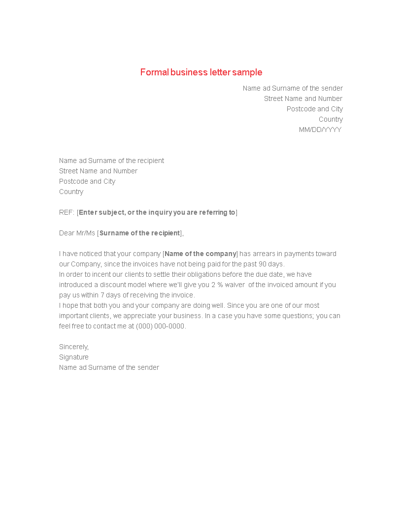 Sample Business Formal Letter | Templates At For Microsoft Word Business Letter Template