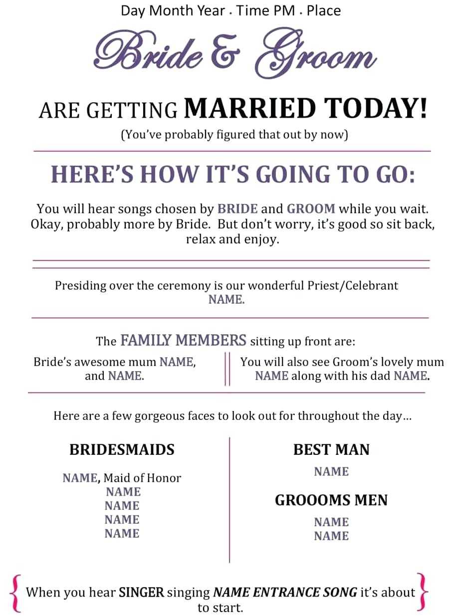 Sample Ceremony Program Template | Handmade | Zblogowani In Free Printable Wedding Program Templates Word