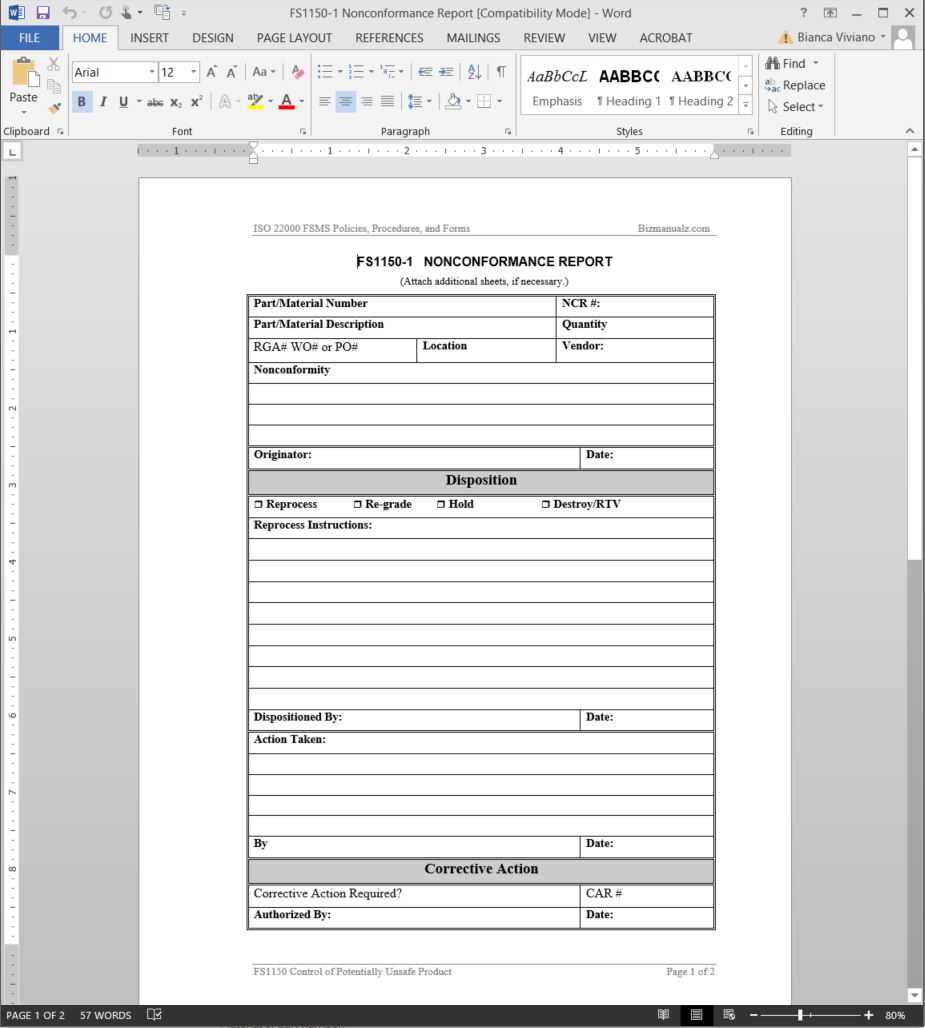 Sample Of Non Conformance Report – Calep.midnightpig.co With Non Conformance Report Form Template