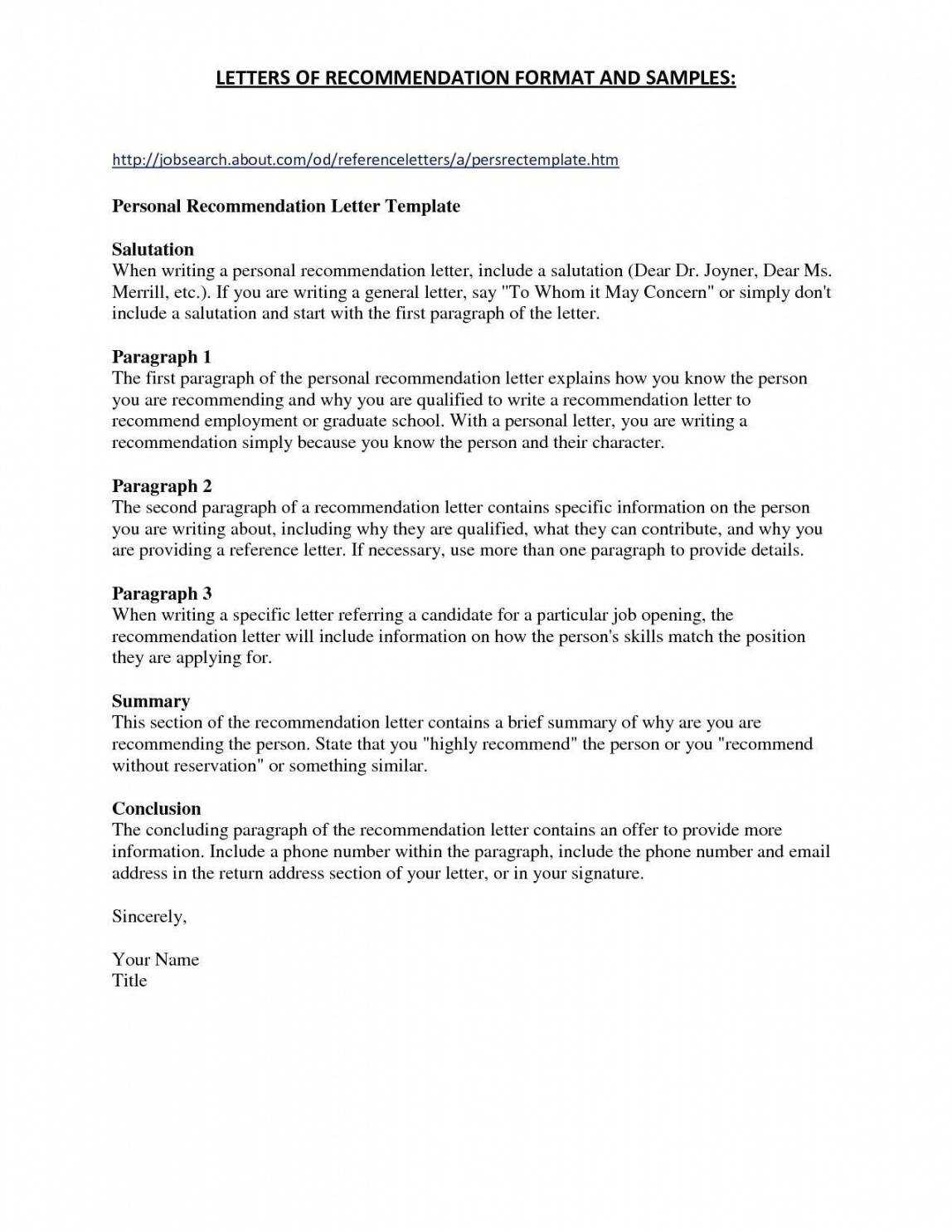 Sample Template For Letter Of Recommendation Collection Within Recommendation Report Template