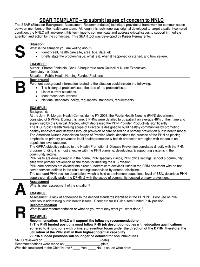Sbar Template - Fill Online, Printable, Fillable, Blank Pertaining To Sbar Template Word