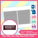 Scalloped Hershey Candy Bar Wrapper Template, Psd, Png And Svg, Dxf, Doc  Microsoft Word Formats, 8.5X11" Sheet, Printable 672 With Regard To Candy Bar Wrapper Template Microsoft Word