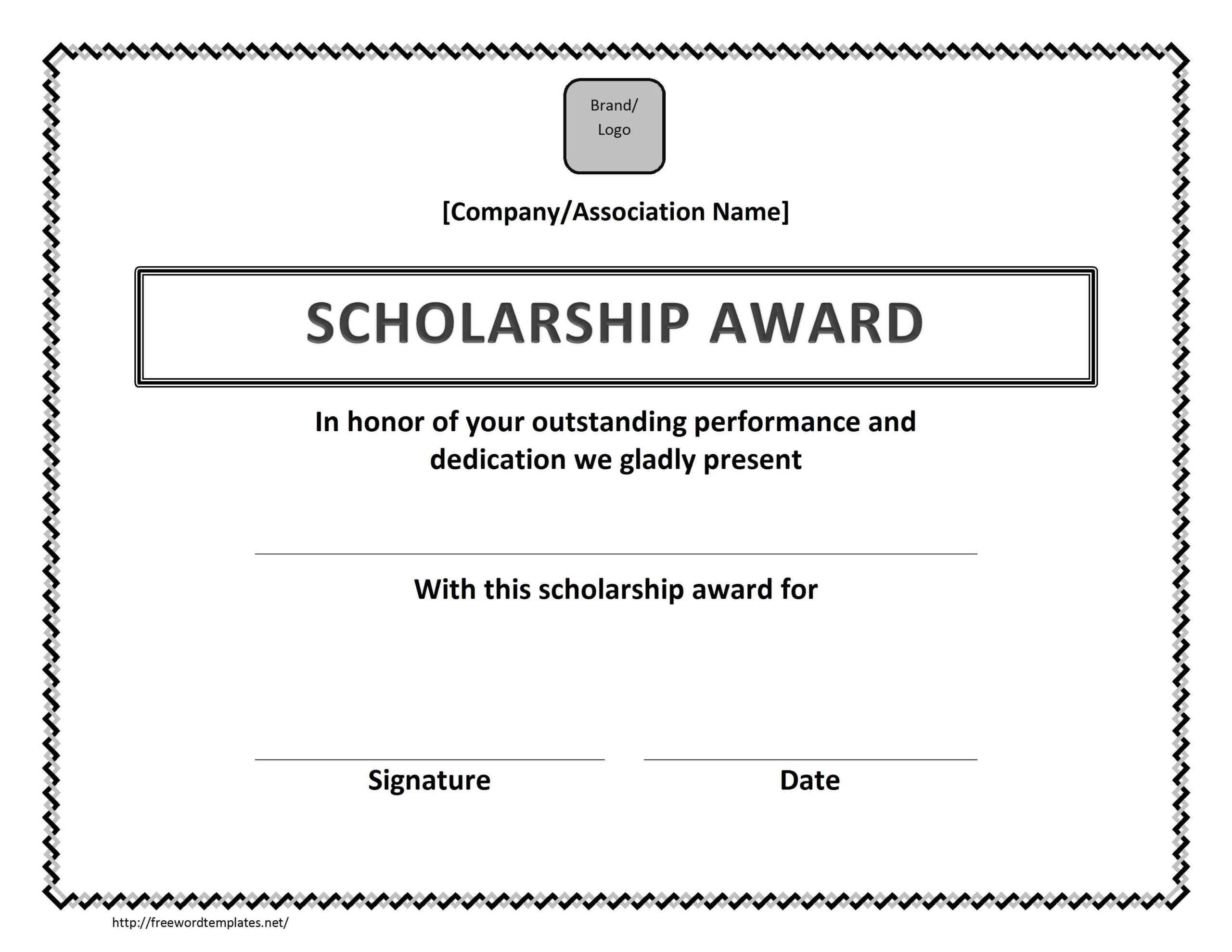 Scholarship Award Certificate Template Throughout Blank Award Certificate Templates Word