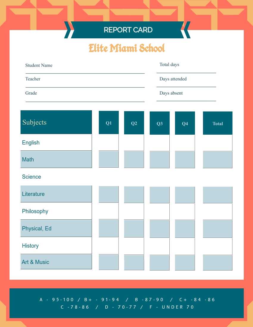 School Report Card Template – Visme In Blank Report Card Template