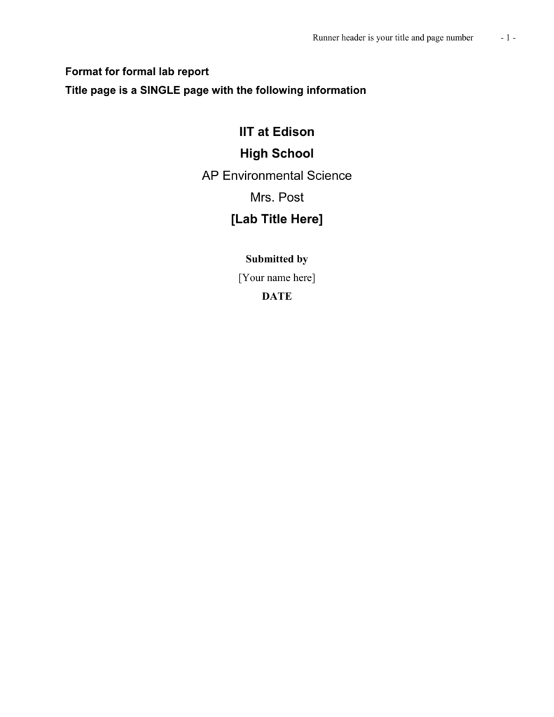 Science Report Cover Page – Mahre.horizonconsulting.co With Science Experiment Report Template