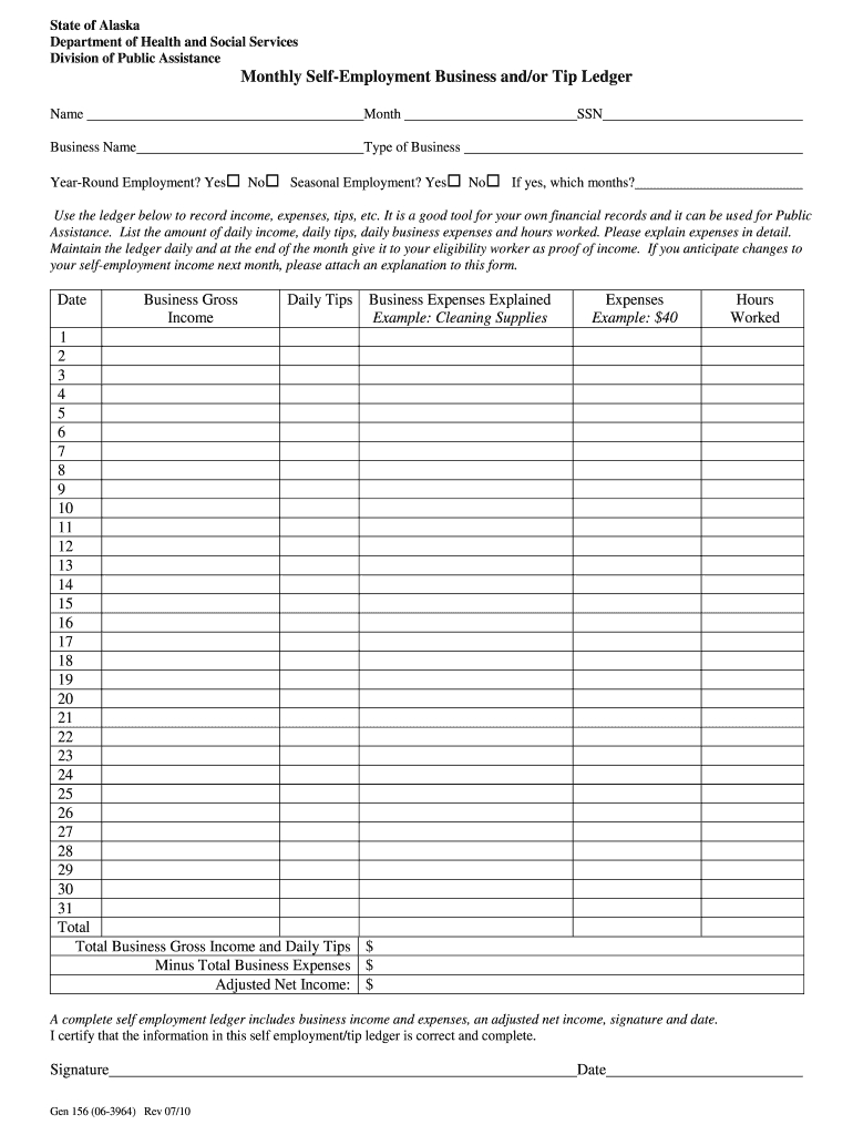 Self Employment Ledger – Fill Out And Sign Printable Pdf Template | Signnow Pertaining To Blank Ledger Template