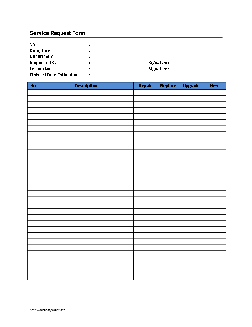 Service Request Form Template | Templates At For Check Request Template Word