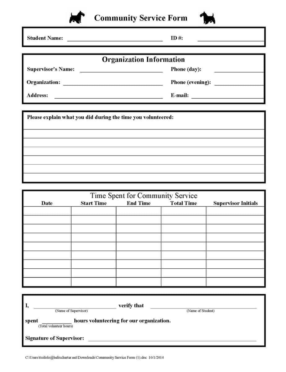 Service Request Form Templates – Word Excel Fomats Pertaining To Community Service Template Word