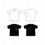 Set Of Blank V Neck T Shirt Design Template Hand Drawn Vector.. With Regard To Blank V Neck T Shirt Template