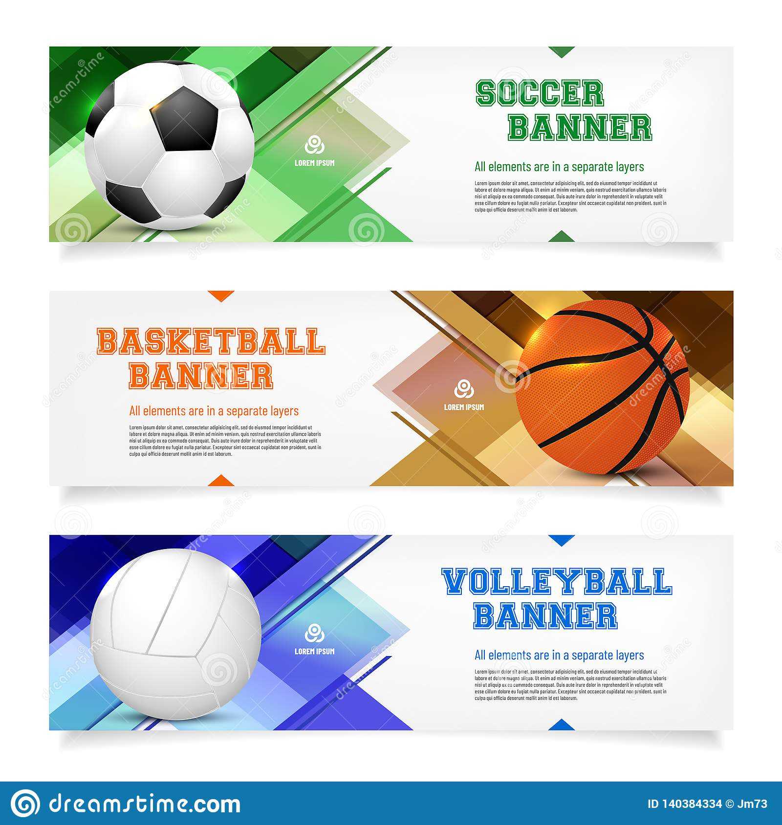 Set Of Sport Banner Templates With Ball And Sample Text Within Sports Banner Templates