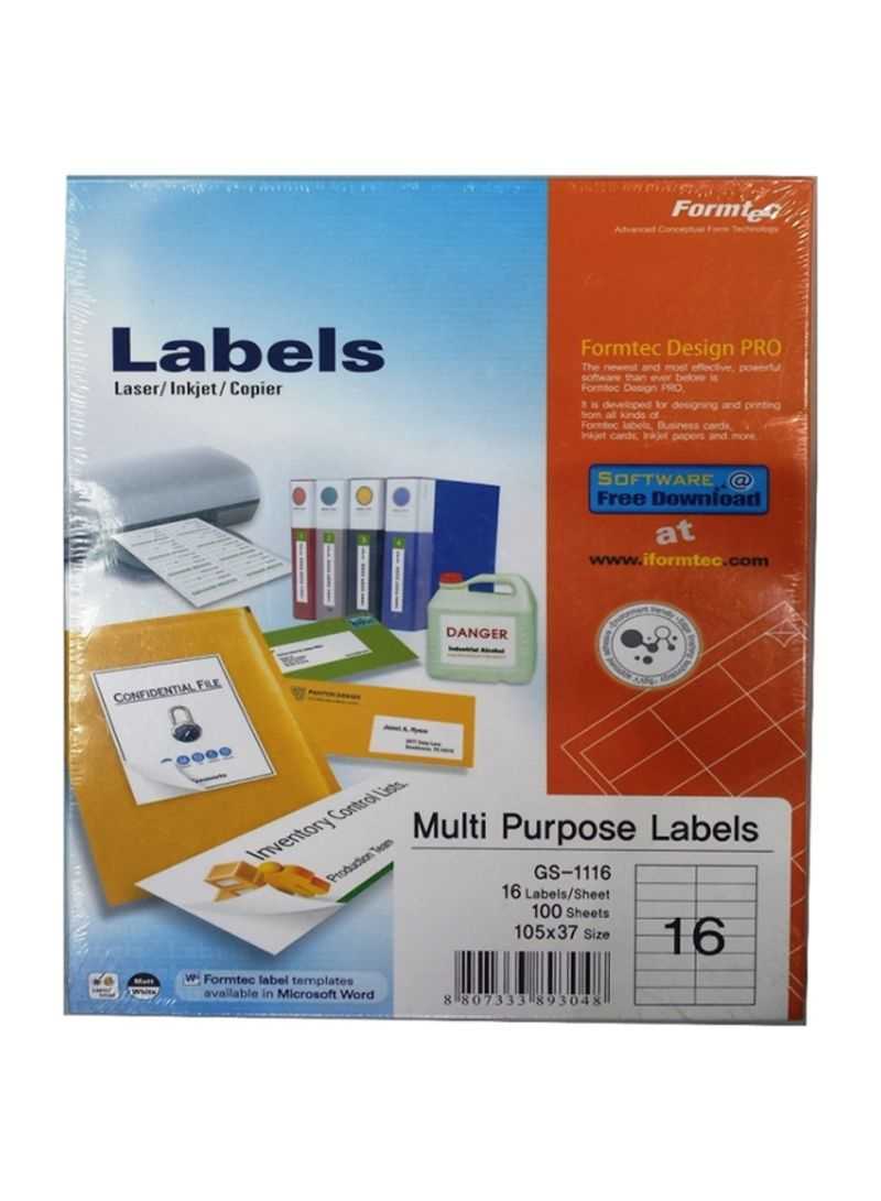 Shop Formtec 100 Sheets Label Per Sheet Box (16 Labels Per Sheet) Online In  Dubai, Abu Dhabi And All Uae With Word Label Template 16 Per Sheet A4