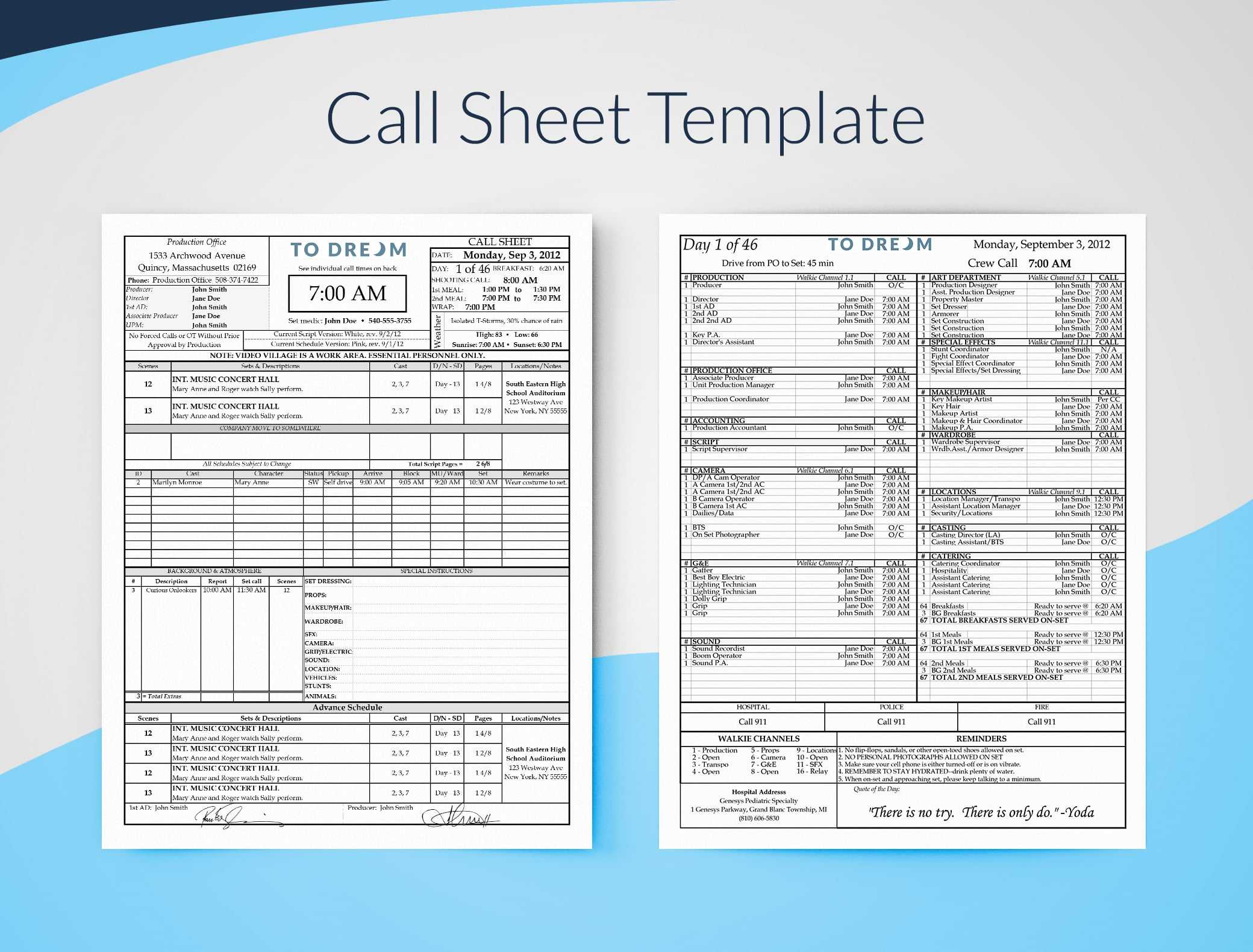Simple Call Sheet Template Word Doc | Sethero Regarding Film Call Sheet Template Word